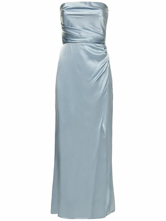 Reformation Dresses & Skirts - Reformation Barrow Silk Satin Strapless Maxi Dress Ice Blue 2 XS Slit Formal
